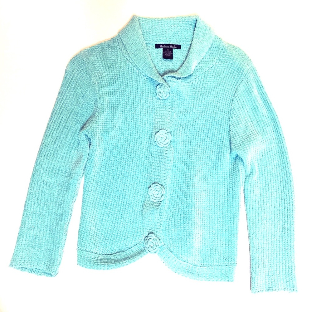 Lt Aqua Knitted Sweater with Buttons